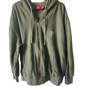 Men’s Olive Green Zip Up Hoodie - Size XL